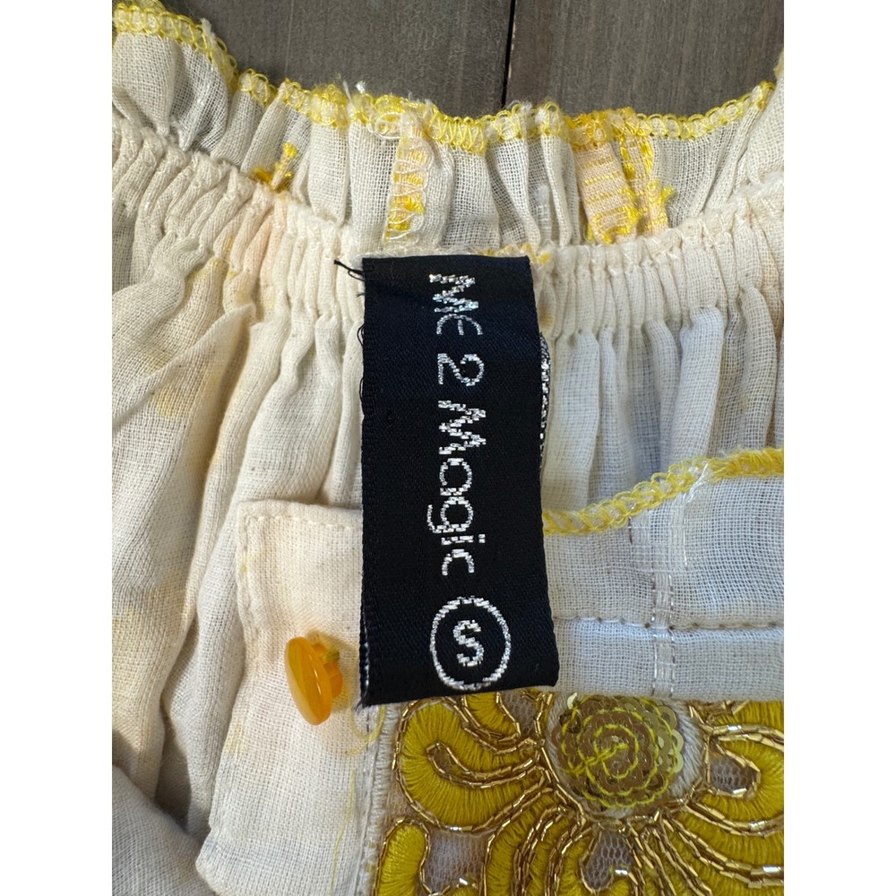 Anthro Me 2 Magic Embroidered 100% Cotton Peasant Tassel Boho Maxi Dress S - Picture 6 of 9